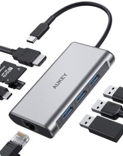 Opakowanie AUKEY HUB USB C CB-C91 8W1 RJ45 HDMI 4K PD 100W