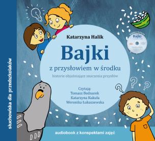 Okładka książki Bajki z przysłowiem w środku audiobook + konspekty