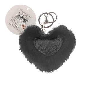 Opakowanie Brelok pompon serce brokat czarny