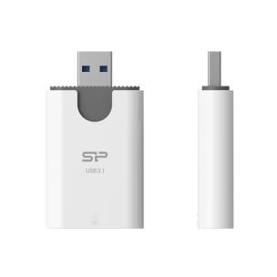 Okładka książki Czytnik kart pamięci Silicon Power Combo - USB 3.0 / SD, microSD white-grey