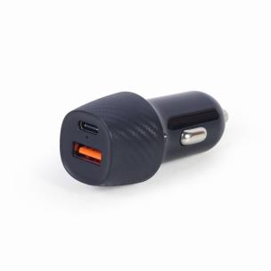 Okładka książki GEMBIRD SZYBKA ŁADOWARKA SAMOCHODOWA 2X USB, TYPE-C PD, 18W, CZARNA