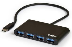 Okładka książki Hub USB-C PORT DESIGNS 900123 (USB-C; 4x USB 3.1)