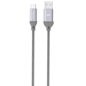 Okładka książki Kabel Silicon Power Boost Link Nylon LK30AC, QC3.0 USB - USB typ C 1m, grey