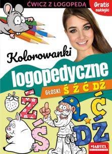 Okładka książki Kolorowanki logopedyczne z naklejkami. Głoski Ś Ź Ć Dź