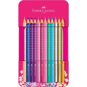 Kredki ołówkowe Sparkle Faber-Castell 12 kolorów opakowanie metalowe. Wydawca: Faber-Castell. Multiszop.pl Opakowanie Kredki ołówkowe Sparkle Faber-Castell 12 kolorów opakowanie metalowe