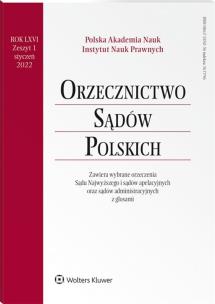 Okładka książki Orzecznictwo Sądów Polskich 1/2022