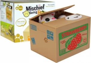 Skarbonka Kot Nauka Oszczędzania FRAGILE. Wydawca: Lean Toys. Multiszop.pl Opakowanie Skarbonka Kot Nauka Oszczędzania FRAGILE