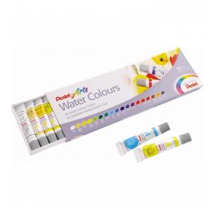 Opakowanie  akwarele  w tubach 18  kol.Pentel