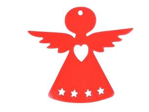 Opakowanie Anioł czerwony dekoracja drewniana 4cm 12szt