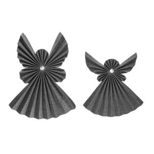 Anioły z papieru z kryształkiem antracyt 2szt. Wydawca: Dalprint. Multiszop.pl Opakowanie Anioły z papieru z kryształkiem antracyt 2szt