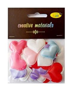 Opakowanie Aplikacje materiałowe serca 3cm 30szt MIX