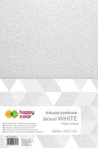 Arkusze piankowe brokat A4 białe 5szt. HAPPY COLOR. Wydawca: GDD. Multiszop.pl Opakowanie Arkusze piankowe brokat A4 białe 5szt. HAPPY COLOR