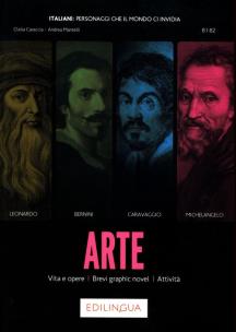 Arte Vita e opere Brevi graphic novel Attivita B1-B2. Autor: Caraccia Clelia, Mantelli Andrea. Multiszop.pl Okładka książki Arte Vita e opere Brevi graphic novel Attivita B1-B2