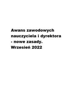 Okładka książki Awans zawodowych nauczyciela i dyrektora - nowe zasady. Wrzesień 2022