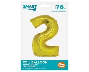 Opakowanie Balon foliowy cyfra 2 złota Smart 76cm