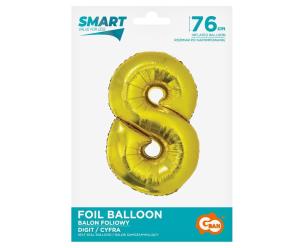 Opakowanie Balon foliowy cyfra 8 złota Smart 76cm