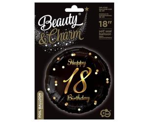 Opakowanie Balon foliowy Happy 18 Birthday czarny 45cm