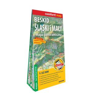 Beskid Ślaski i Mały. Mapa panoramiczna; lamin. Autor: Opracowanie zbiorowe. Multiszop.pl Okładka książki Beskid Ślaski i Mały. Mapa panoramiczna; lamin
