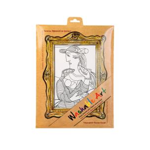 Biała mata Strigo Funny Mat Pablo Picasso Kobieta w fotelu 25x35 cm. Wydawca: Strigo. Multiszop.pl Opakowanie Biała mata Strigo Funny Mat Pablo Picasso Kobieta w fotelu 25x35 cm