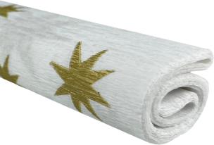 Opakowanie Bibuła marszczona 50x200 gwiazdy złote na białym 10 rolek