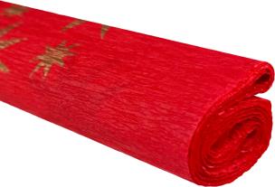 Opakowanie Bibuła marszczona 50x200 gwiazdy złote na czerwonym 10 rolek