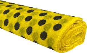 Opakowanie Bibuła marszczona 50x200 kropki czarne na żółtym 10 rolek