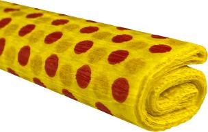 Opakowanie Bibuła marszczona 50x200 kropki czerwone na żółtym 10 rolek