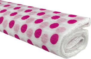Opakowanie Bibuła marszczona 50x200 kropki różowe na białym 10 rolek