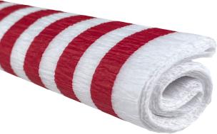 Opakowanie Bibuła marszczona 50x200 paski czerwone na białym 10 rolek