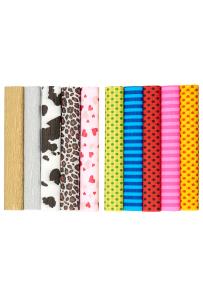 Opakowanie BIBUŁA MARSZCZONA TOP 2000 CREATINIO 25X200 MAŁY MIX WZORY: srebro, złoto, łaty, cętki, serca, zielono żółte groszki, niebieskie paski, czerwono-czarne groszki, rożowe paski, czerwono zółte groszki KOMPLET 10 SZTUK