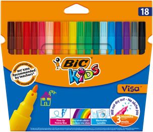 BIC Kids Visa Flamastry Pudełko 18szt. Wydawca: Bic. Multiszop.pl Opakowanie BIC Kids Visa Flamastry Pudełko 18szt
