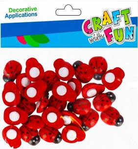 Biedronki drewniane samoprzylepne 15mm 25szt. Wydawca: Craft With Fun. Multiszop.pl Opakowanie Biedronki drewniane samoprzylepne 15mm 25szt