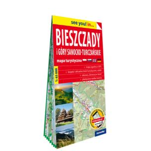 Bieszczady i Góry Sanocko-Turczańskie mapa turystyczna 1:65 000. Autor:   Praca zbiorowa. Multiszop.pl Okładka książki Bieszczady i Góry Sanocko-Turczańskie mapa turystyczna 1:65 000