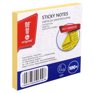 Bloczek samoprzylepny 75x75mm 100K żółty MemoBe. Wydawca: MemoBe. Multiszop.pl Opakowanie Bloczek samoprzylepny 75x75mm 100K żółty MemoBe