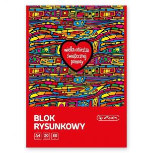 Blok rysunkowy A4/20K biały WOŚP (10szt). Wydawca: HERLITZ. Multiszop.pl Opakowanie Blok rysunkowy A4/20K biały WOŚP (10szt)