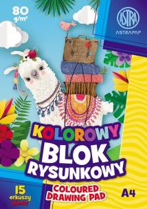 Opakowanie Blok rysunkowy kolorowy A4 15 arkuszy 10 sztuk mix