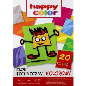 Opakowanie Blok techniczny kolorowy A4 170g Happy Color pakiet 20sztuk