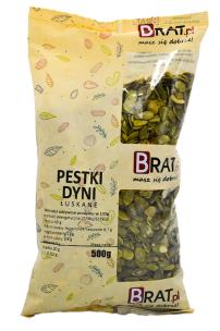 Brat Dynia pestki łuskane 500g. Producent: Brat. Multiszop.pl Zdjęcie produktu Brat Dynia pestki łuskane 500g