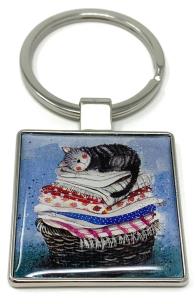 Opakowanie Brelok do kluczy K03 Kot na koszu z praniem