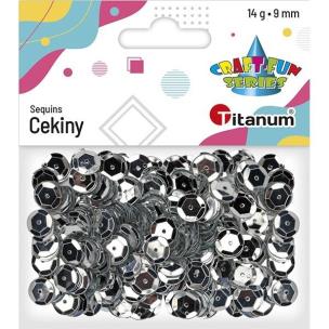 Opakowanie Cekiny okrągłe 9mm metaliczne srebrne 14g