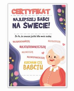 Opakowanie Certyfikat A4 Dzień Najlepszej Babci 5szt