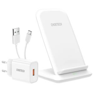 Okładka książki CHOETECH ŁADOWARKA BEZPRZEWODOWA 15W QI Z ZASILACZEM QC 3.0 T555-F WHITE