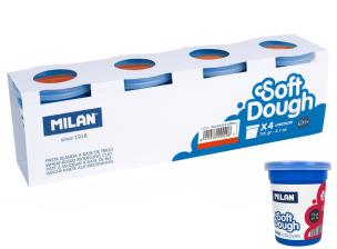 Opakowanie Ciastolina Milan basic 4 słoiczki x 116 g czerwona