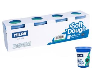 Opakowanie Ciastolina Milan basic 4 słoiczki x 116 g turkusowa