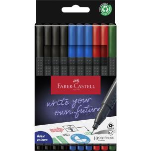 Cienkopis Grip 10 kolorów FABER CASTELL. Wydawca: Faber Castell. Multiszop.pl Opakowanie Cienkopis Grip 10 kolorów FABER CASTELL