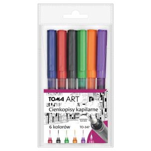 Cienkopis kapilarny 6 kolorów. Wydawca: TOMA. Multiszop.pl Opakowanie Cienkopis kapilarny 6 kolorów