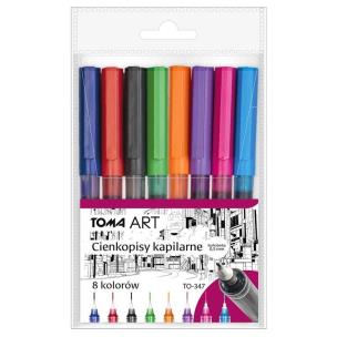 Cienkopis kapilarny 8 kolorów. Wydawca: TOMA. Multiszop.pl Opakowanie Cienkopis kapilarny 8 kolorów