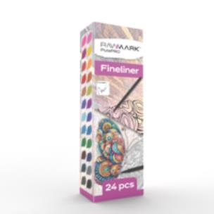 Cienkopisy Finliner Rawmark 24 kolory. Wydawca: Rawmark. Multiszop.pl Opakowanie Cienkopisy Finliner Rawmark 24 kolory