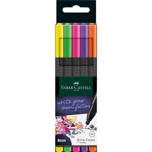 Cienkopisy Grip 2010 neon 5 kolorów. Wydawca: Faber Castell. Multiszop.pl Opakowanie Cienkopisy Grip 2010 neon 5 kolorów