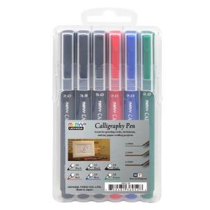 Cienkopisy kaligraficzne 3 grubości 6 kolorów. Wydawca: Marvy. Multiszop.pl Opakowanie Cienkopisy kaligraficzne 3 grubości 6 kolorów